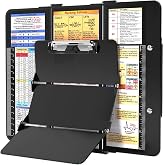 Nursing Clipboard Foldable, Foldable Clip Board w/Nursing Edition Cheat Charts, 3 Layers Aluminum, Nurse Clipboards w/Low Profile Clip &amp; Pen Clip Pocket for Students, Nurses and Doctors, Black