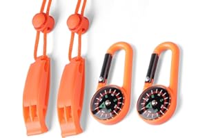 binboll 2-Pack Whistle Emergency Safety with Lanyards - High Decibel Survival Whistle for Life Jackets, Boating, Kayaking, Hiking, Hunting & Rescue