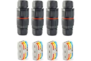 EDRLAITY Upgraded 4 Pack Junction Box Outdoor Waterproof IP68, 3 Pole Wire Connector, External Sleeve Coupler Cable Range 0.16-0.39 Inch (4-10 mm) Black