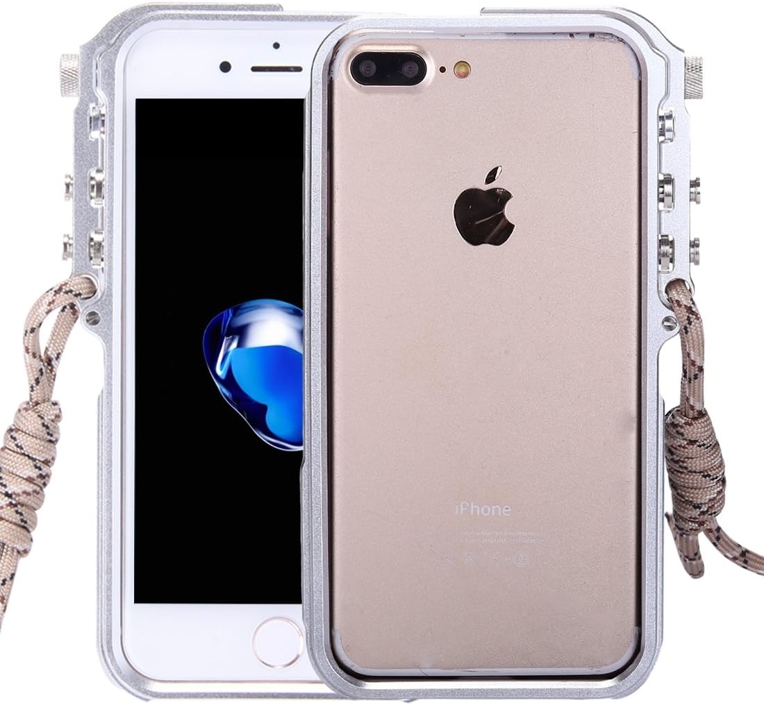 PROTECT CASE for iPhone 8 Plus & 7 Plus 4th Design Trigger Aluminum Metallic Bumper Frame (Color : Silver)