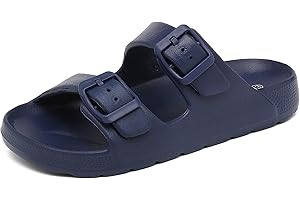INMINPIN Boys Girls Double Buckle Slide Sandals Comfort Beach Pool Shower Slippers Adjustable Indoor Outdoor Little Kid/Big Kid
