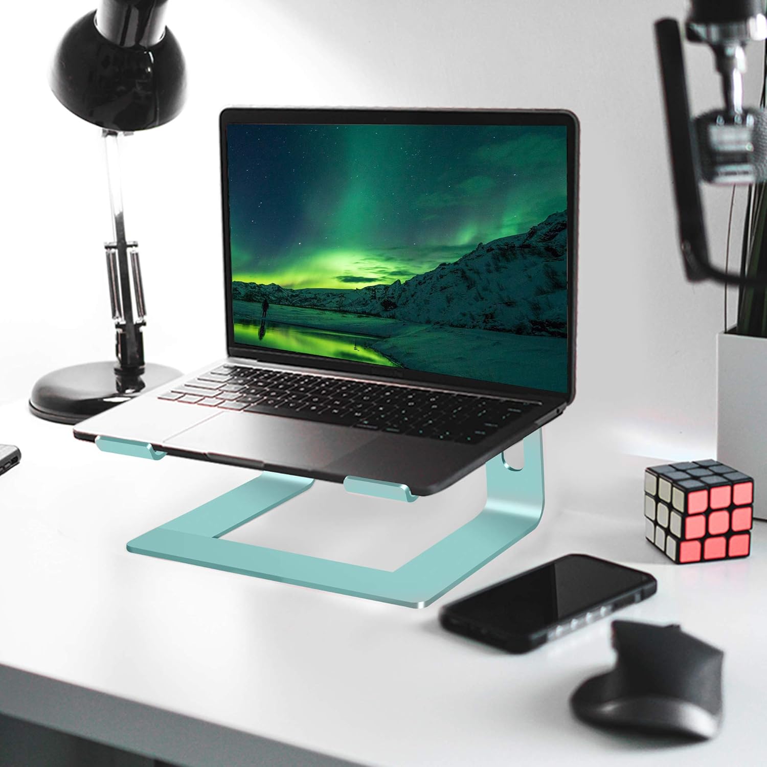 Soundance Laptop Stand, Aluminum Computer Riser, Ergonomic Laptops Elevator for Desk, Metal Holder Compatible with 10 to 15.6 Inches Notebook Computer, Green: Office Products