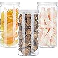 3 PCS 46OZ/1360ml Clear Plastic Round Storage Jars,Empty Plastic Jars with Lids,Clear Plastic Storage Jars with Screw on Lids for Dry goods,Noodles,Spices and More