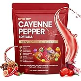 Cayenne Pepper Softgels Supplement, Cayenne Pepper Capsules with VitaminD3+K2,Berberine, CoQ10, Omega-3, Turmeric, Hawthorn, Beetroot, Supports Leg Vein, Digestive &amp; Heart Vessel Health, 240 Softgels