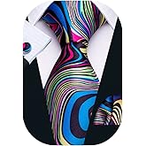 Barry.Wang Classic Mens Ties Silk Necktie Pocket Square Cufflinks Set Woven Designer Wedding Business