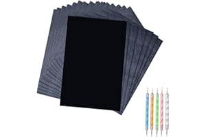 UEERDAND 50 Sheets Carbon Transfer Paper - Black Graphite, 8.3 x 11.8 Inch, Includes 5 Ball Embossing Styluses for Wood, Paper, Canvas & More