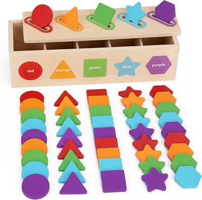 KMTJT Montessori Color Sorting Stacking Toys for 1 2 3 Year Olds
