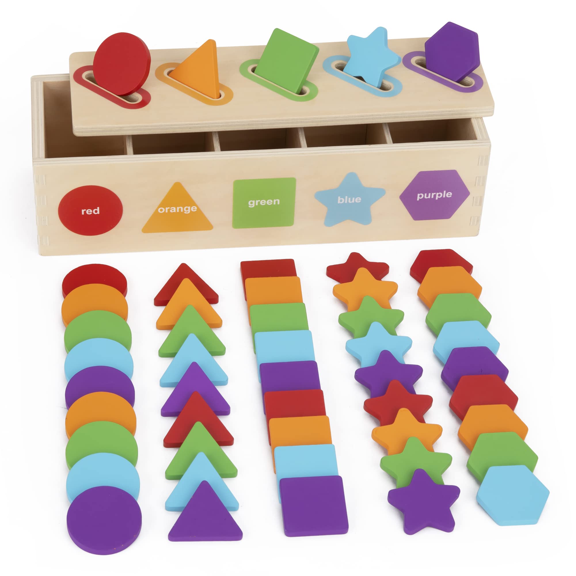 Photo 1 of Montessori Toys for 1 2 3 Year Old | Wooden Color & Shape Sorting Matching Toys | Learning Educational Toys for 1-3 Year Old Kids | One 1st 2st Birthday Gift for Boy Girl