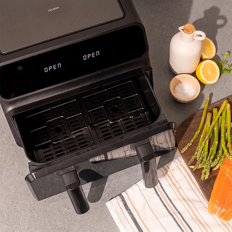 Friggitrice ad Aria Cecofry Advance 9000 Window Plus. 9L o Doppio Cestello 4,5L, 2200W, Temperatura Duale, 8 Menu, Pannello Touch, Finestra Visione, Cottura Rapida Uniforme