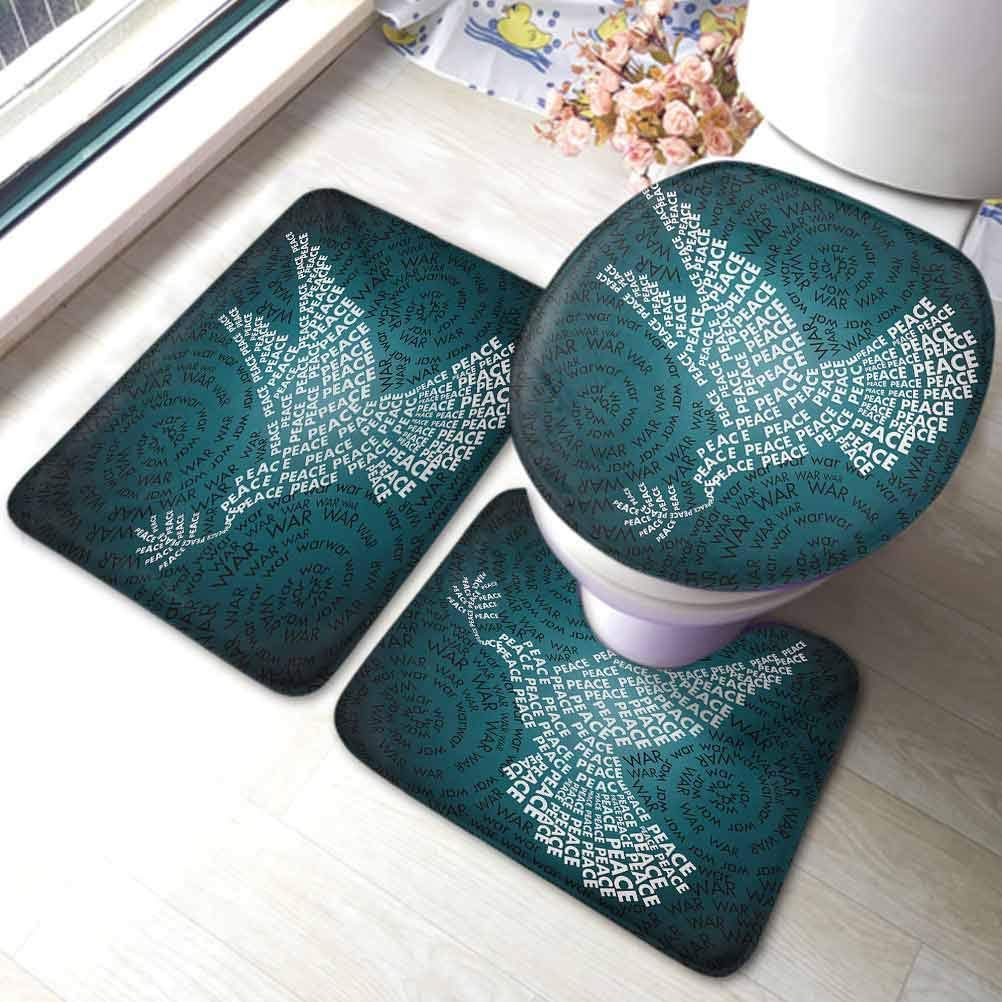 NOT Bathroom Rug Set Bath Contour Mat Toilet Lid Cover Dove Symbol of Peace Words in a Spiral Composition Abstract Art Print 15.7x23.6 inch Washable Kitchen Area Rug