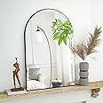 HARRITPURE 20"x30" Arched Bathroom Mirror - Wall Mounted Mirror - Black Arch Mirror - Aluminum Alloy Frame Bathroom Mirror Li