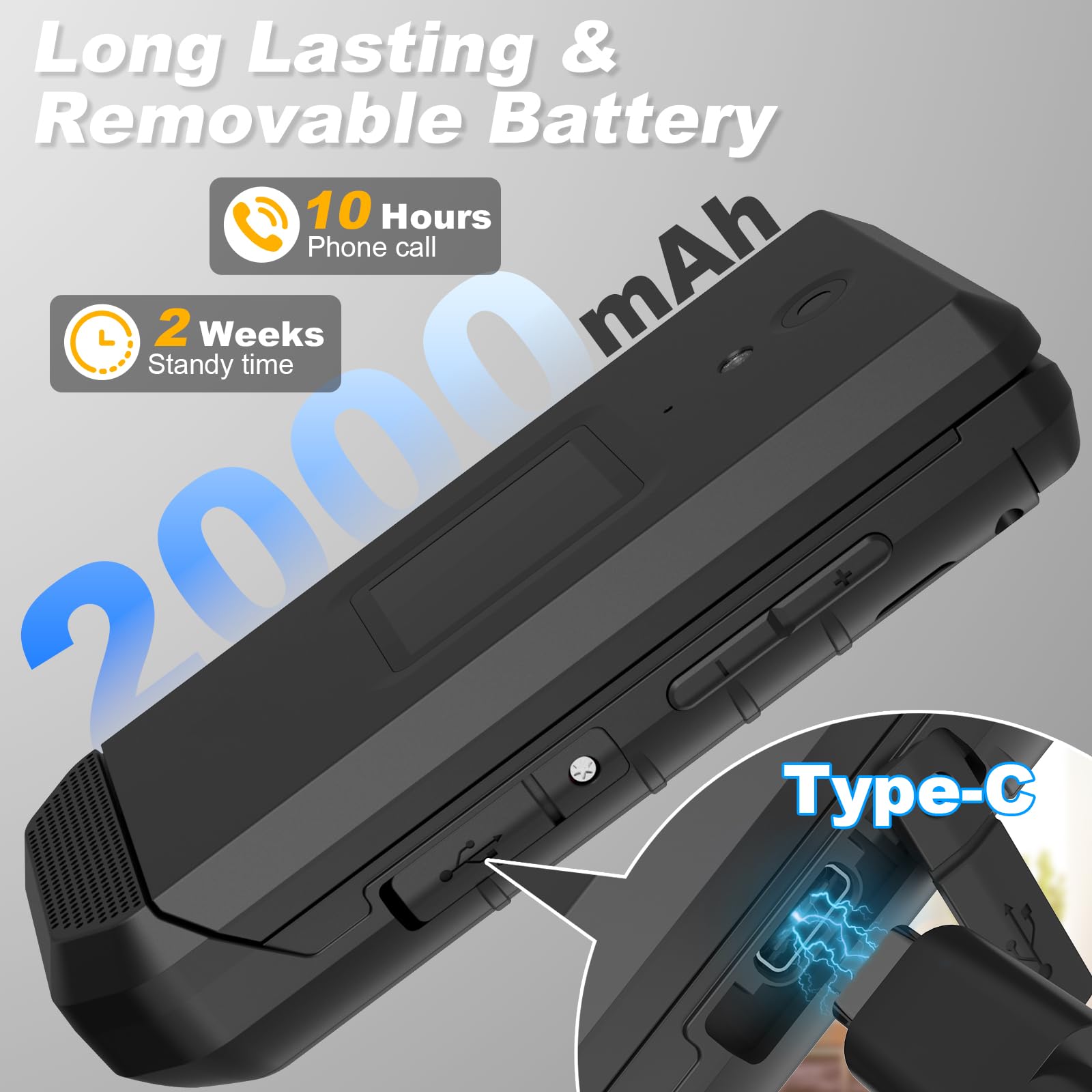 Unifone S22 Rugged Flip Phone Unlocked (16GB) 2.8'' Touchscreen Smart Cell Phone Android 11, IP68 Water Resistant, 4G LTE GSM Single Sim (Black)