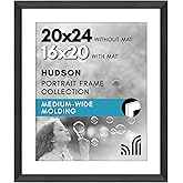 Americanflat 20x24 Poster Frame - Matted to 16x20 - Black | Engineered Wood construction, Polished plexiglass front, hangs ve