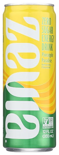 ZEVIA ZERO CALORIE ENERGY DRINK, PINEAPPLE PARADISE, 12 OUNCE CAN