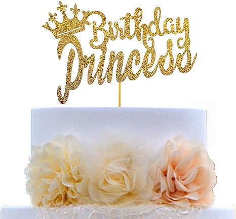 Amazon Com Gold Glittery Cake Topper For Princess Birthday Party