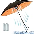 EvokeJoy Umbrella with Fan and Mist Spray - 3 in 1 UV Blocking with Fan and Mister, Includes Water Bottle, USB Rechargeable Cooling Sun Umbrella for Heat Protection, Beach, Golf, Patio