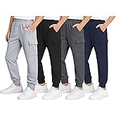Quad Seven Boys Sweatpants - 4 Pack Active Fleece Boys Joggers or Cargo Pants for Kids - Performance Athletic Pants (4-18)
