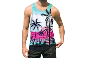 uideazone Mens Beach Tank Top Summer Sleeveless Shirt Graphic Quick Dry Gym Workout Tank Top