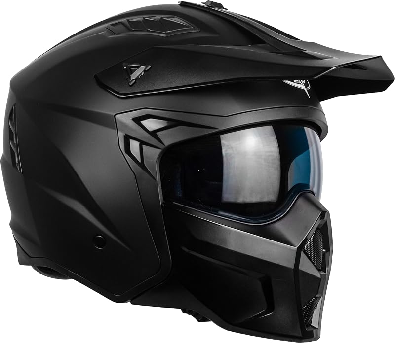 by Camamoto | Casco para Scooter y Moto, Track Jet, Negro Mate, Integral con mentonera extraíble, Homologado ECE R22-06, Talla M (57-58 cm)