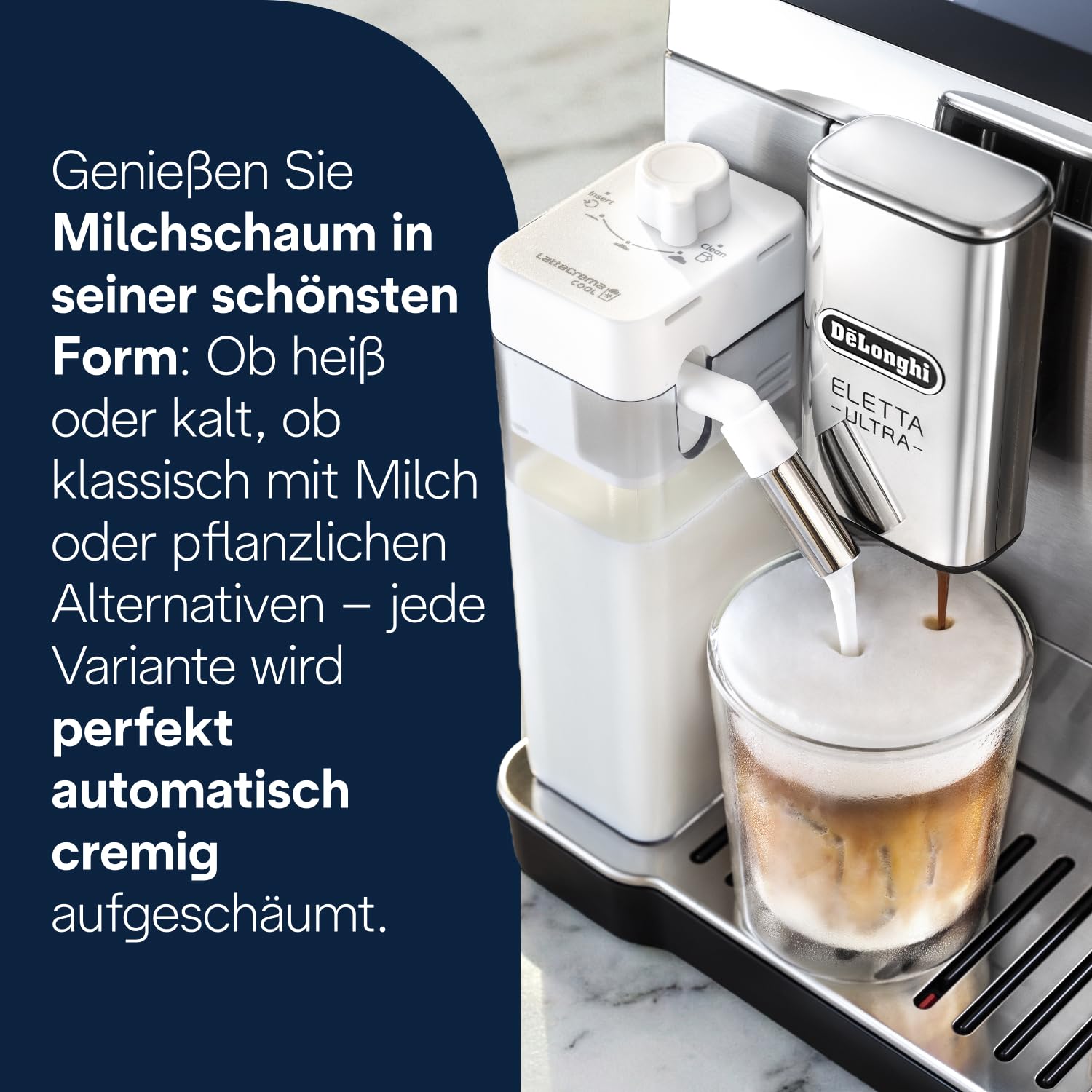 De'Longhi Eletta Ultra Kaffeevollautomat NEU - LatteCrema Milchsystem, 50+ heiße & kalte Getränke, besonders leise, intuitives Farb-Touchdisplay, einfache Reinigung, Metallgehäuse (ECAM472.85.MB) 3