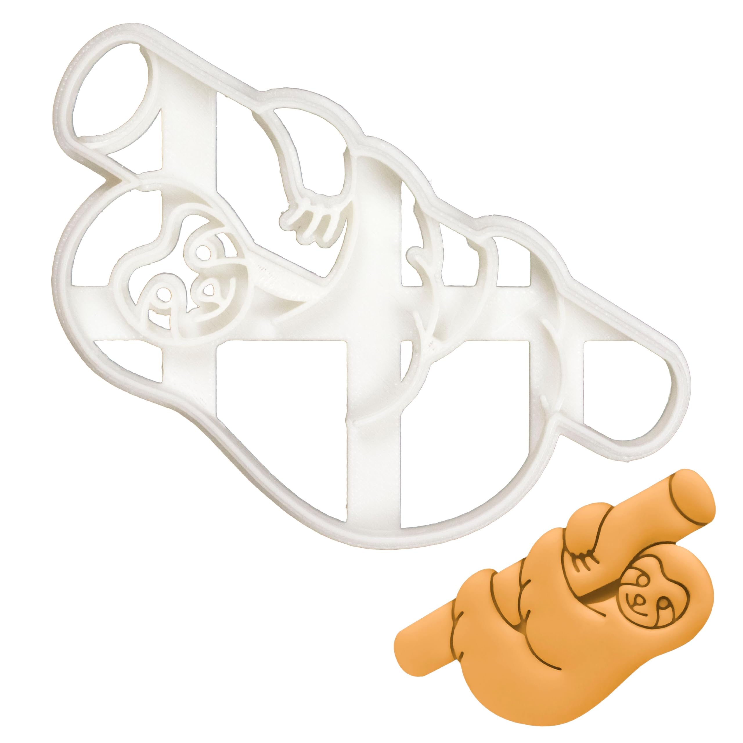 BAKERLOGY Sloth on Tree Cookie Cutter - Detailed Biscuit Cutter Design for Baking and Crafts, Ideal on Fondant, Dough, Clay