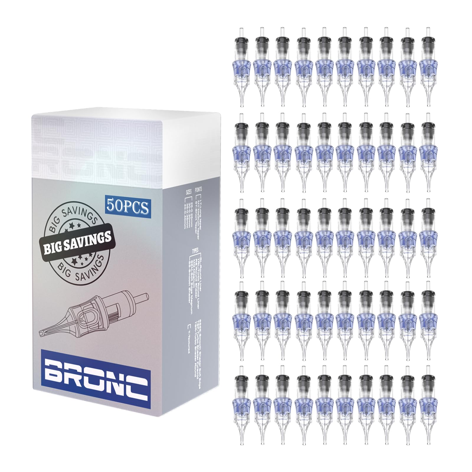 Photo 1 of BRONC 50PCS Tattoo Cartridge Needles 1209RL - 9RL #12 Standard 0.35mm 9 Round Liner Disposable Tattoo Needles for Rotary Tattoo Machines