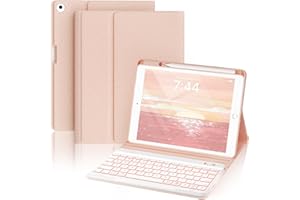 Keyboard Case for iPad 6th 5th Generation 9.7 inch & Air 2nd - 7 Color Backlit Detachable Bluetooth Keyboard, Smart Folio Cov