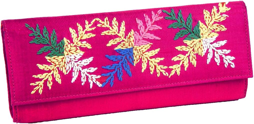 Phulkari Detail Clutch Pink
