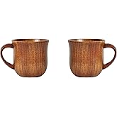 HomeImpel 2 Pack Wooden Coffee Cups Tea Cups With Handle, 4oz, 120ml, Drinking Wood Mugs for Beer/Coffee/Milk/Water