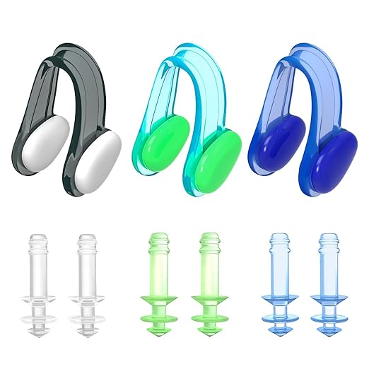 HeySplash Ohrstöpsel zum Schwimmen und Nasenklammer, Schwimmen Gear inkl. [3- Paket] verhindert Wasser im Ohr +Soft-Silikon-N