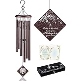 Gabzart Memorial Wind Chimes for Loss of Loved One, Modern Wind Chime for Outside, Condolence Bereavement Sympathy Gift, 32" Windchimes with Tree of Life Pendant in Memory of Mom Dad (Brown)