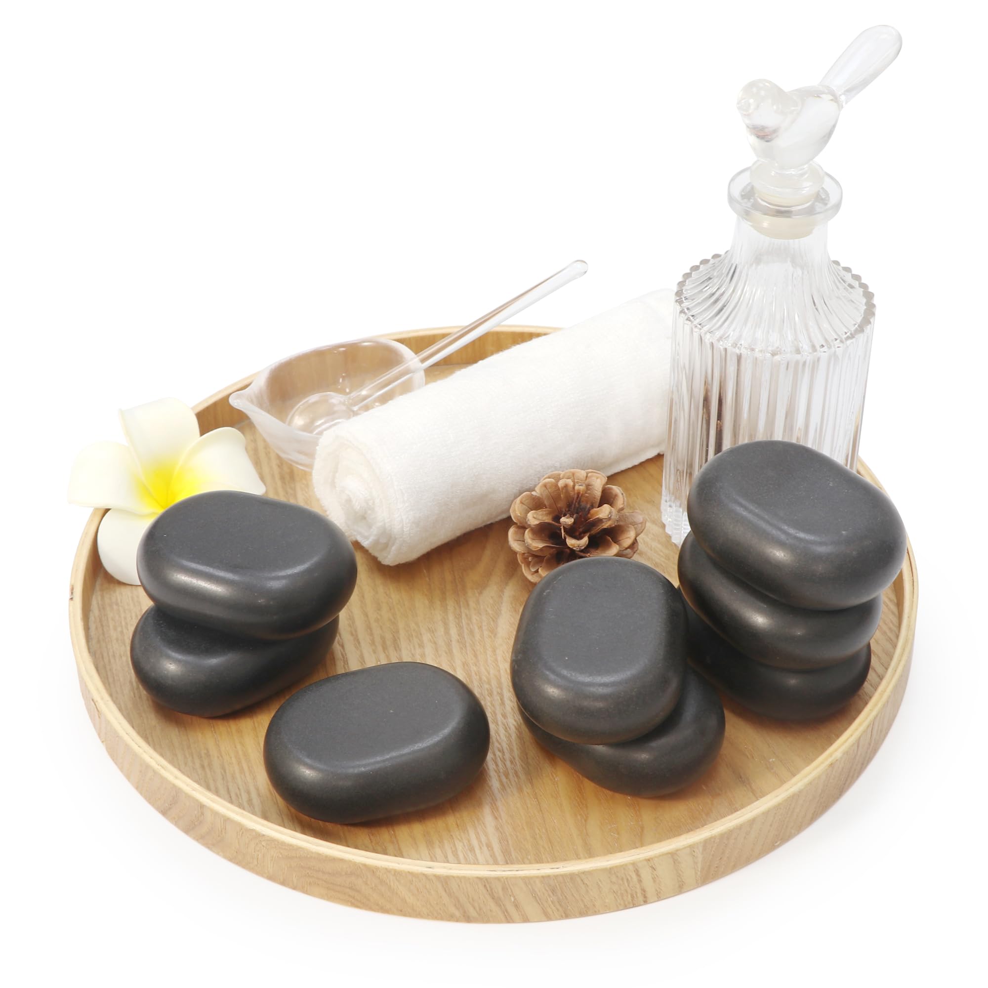 Master Massage 8-Piece Black Lava Hot Stone Massage Set - Large Oval Basalt Stones 7.6 x 5.6 x 2.5 CM - Spa, Therapy, Relaxation