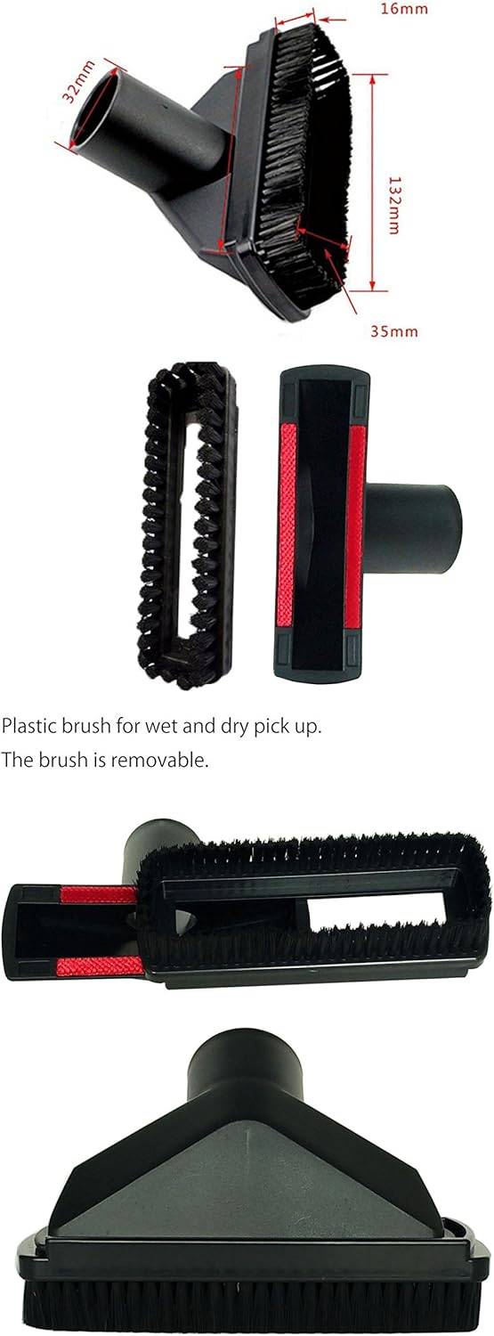 GIBTOOL Vacuum Attachments Accessories Cleaning Kit Brush Nozzle Crevice Tool for 1 1/4 inch & 1 3/8 inch Standard Hose 6pcs -