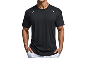 MAGCOMSEN Men's Shirts Short Sleeve Quick Dry 4 Way Stretch T-Shirt Crew Neck Breathable Lightweight Workout Gym Tee