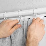 tonyg-p 20 Pack Metal Curtain Rings 30mm Inner Dia with 20 Plastic Hooks White view 7