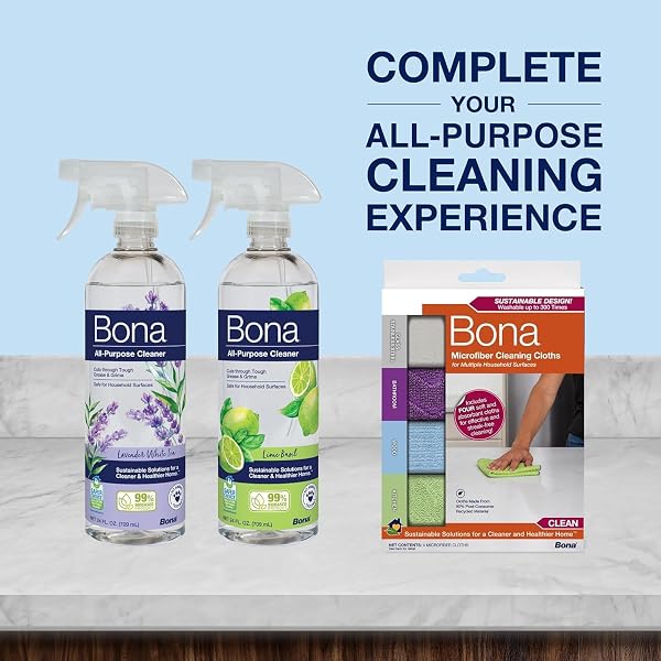 BONA ALL-PURPOSE CLEANER – LAVENDER WHITE TEA SCENT – 24 FL OZ – HOUSEHOLD CLEANER CUTS THROUGH TOUGH GREASE & GRIME – SAFE FOR HOUSEHOLD SURFACES