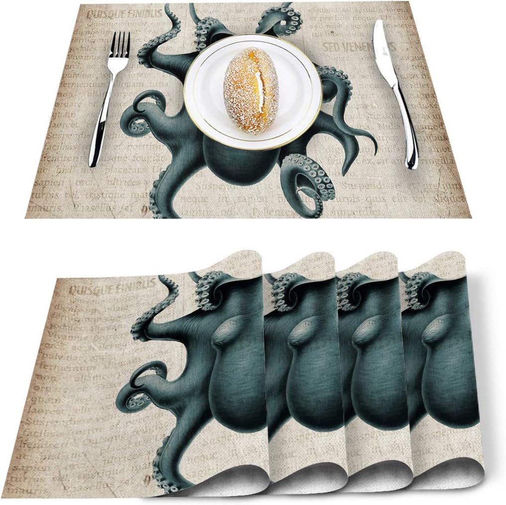 Artwork Store - Manteles individuales pintados a mano, diseño de pulpo