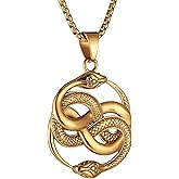 HZMAN Gothic Jewelry Men's Stainless Steel Animal Snake Pendant Chain Necklace