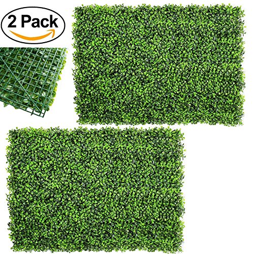 Artiflr 2pack Artificial Boxwood Hedge Panels,UV Protected Faux Greenery Fence Panels Mats for Privacy Fence Patio,Greenery Walls Indoor Outdoor Decor,16" L x 24 W Panels (Green-1) - Thumbnail 6