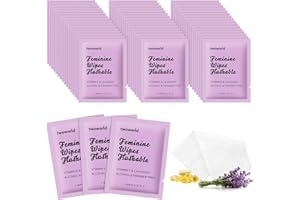 TWOWORLD Feminine Wipes Individually Wrapped, Flushable Wipes Travel,Feminine Care Vaginal Wipes for Adult,Women, Girl and Homeless (Pack of 50,Lavender)