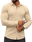 COOFANDY Men's White Dress Shirt Untucked Shirts