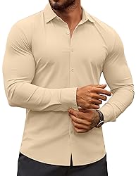 COOFANDY Men's White Dress Shirt Untucked Shirts