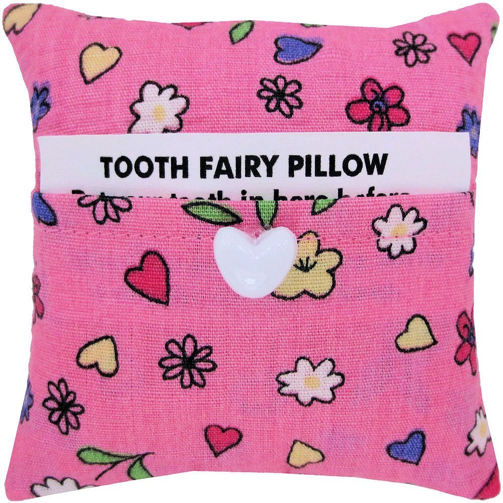 Amazon Com Pink Tooth Fairy Pillow Heart And Flower Print Fabric