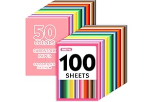 TUXIYA 100 Sheets 5" X 7" Colored Cardstock, 50 Assorted Colors Construction Paper Card Stock Printer Paper for Printing, Card Making, DIY Crafts, Kids School Supplies,Party Decorations (180GSM/65LB)