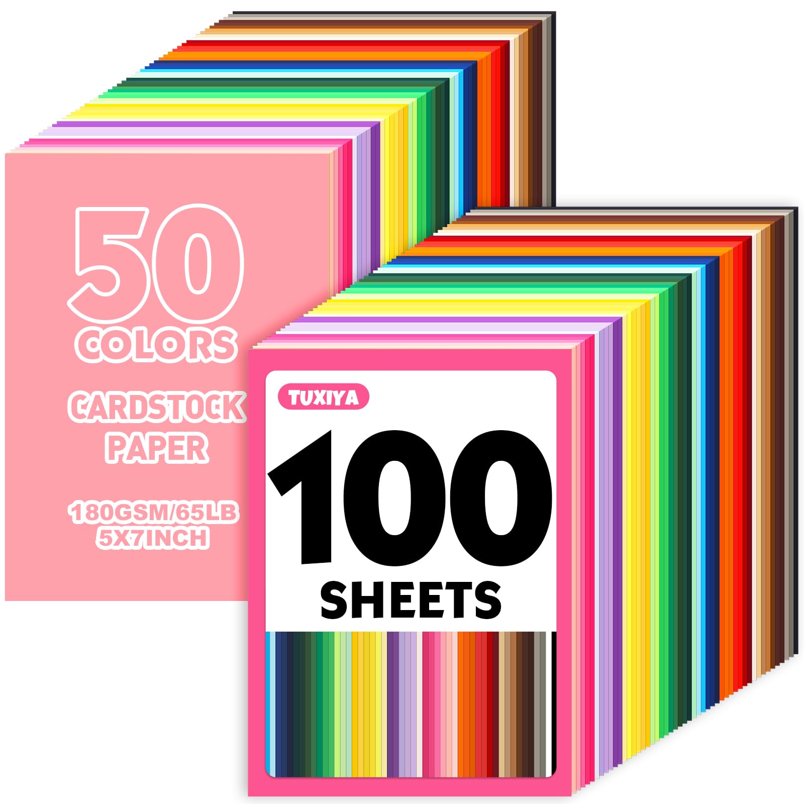 Photo 1 of 100 Sheets 5" X 7" Colored Cardstock, 50 Assorted Colors Construction Paper Card Stock Printer Paper for Printing, Card Making, DIY Crafts,School Supplies,Party Decorations (180GSM/65LB)