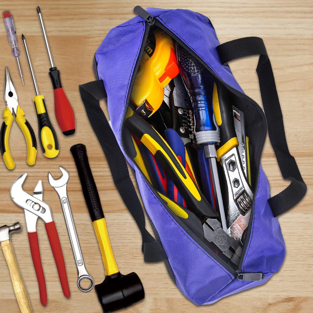 Zipper Utility Pouch, ZffXH 2pcs Wild Mouth Waterproof Handheld Protable Medium Tool Bag, Heavy Duty Drill Storage Organizer Bags, Multipurpose Car Tool Bag, BBQ Utensil Storage Travel Electrician Bag — image 1