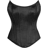 Daisy corsets womens Daisy Corsets Womens Black Satin Steel Boned Overbust Corset Waist Cincher Bustier Top & Plus Size