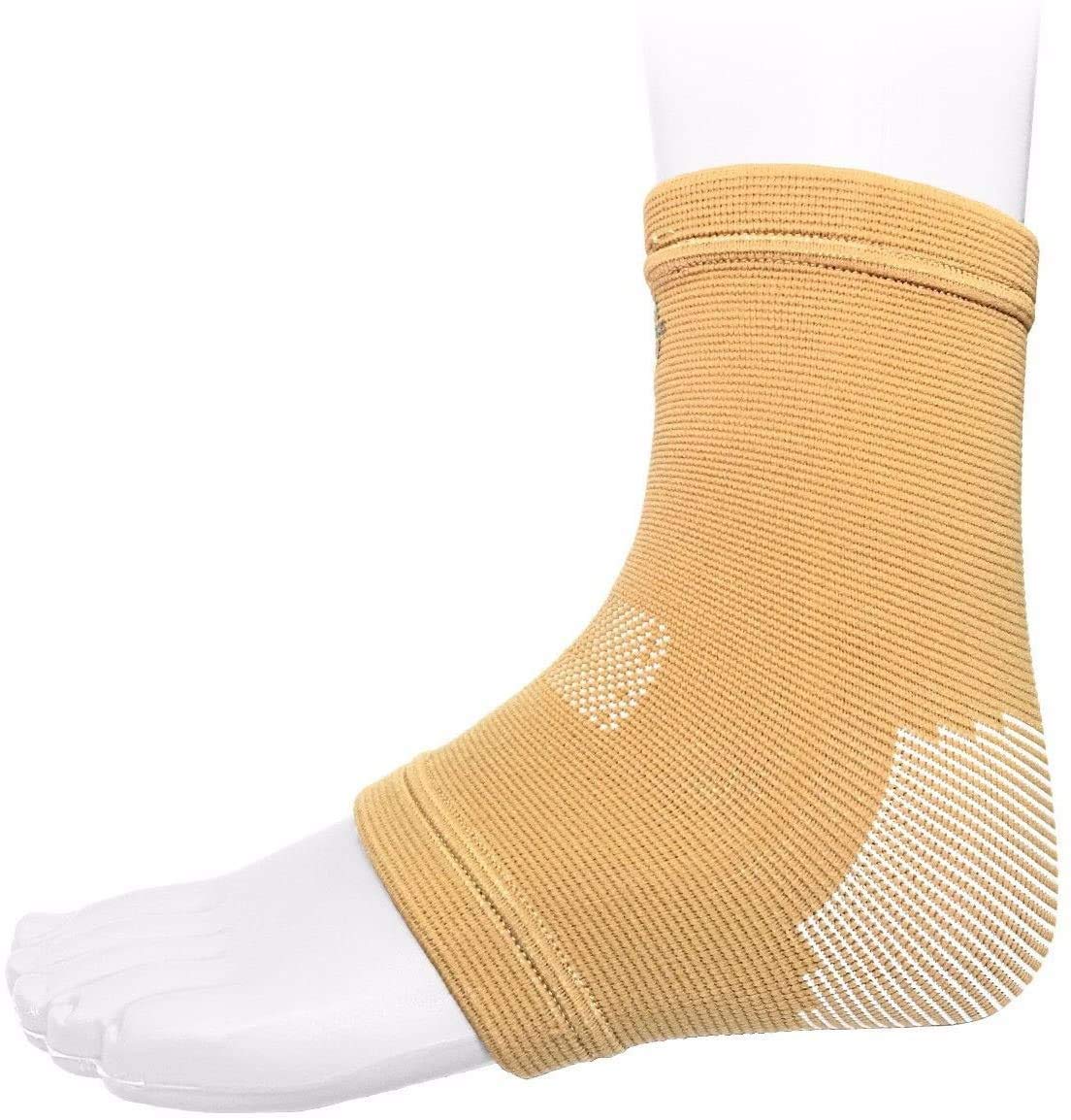 Plantar Fasciitis Foot Socks Best Compression Sleeve Ankle Arch Heel Achilles Tendon Supports Brace by Solace Care - Men and Women Night Splint Pain Relief (Beige, Single)