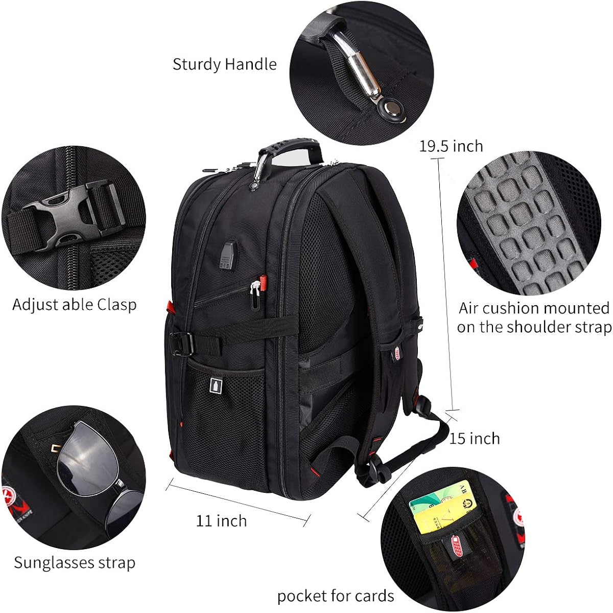 Durable 50L Travel Laptop Backpack with USB Charging Port fit 17 Inch Laptops: Computers & Accessories