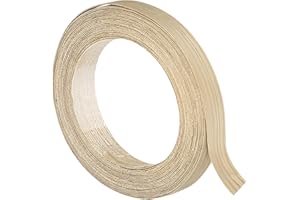 uxcell 1 Inch x 26ft Wood Veneer Edge Banding, Pre-Glued Flexible White Oak Edging Strips, Iron on with Hot Melt Adhesive Wood Tape for Cabinet Repair and Furniture Restoration
